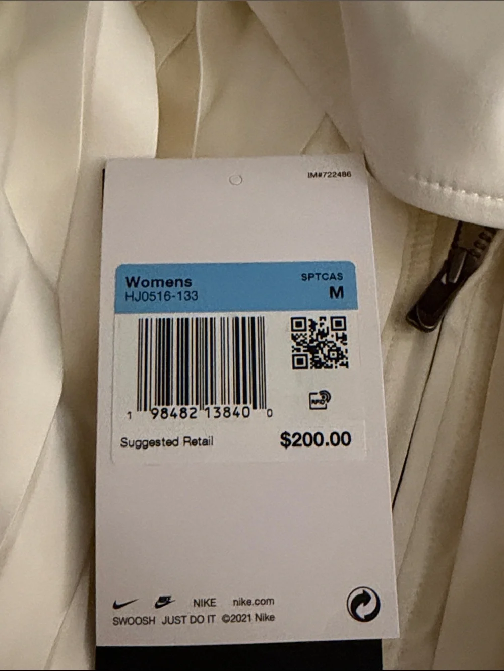 Nike Pleated Oversized Satin Full Zip Track Jacket Ivory Womens HJ0516-133